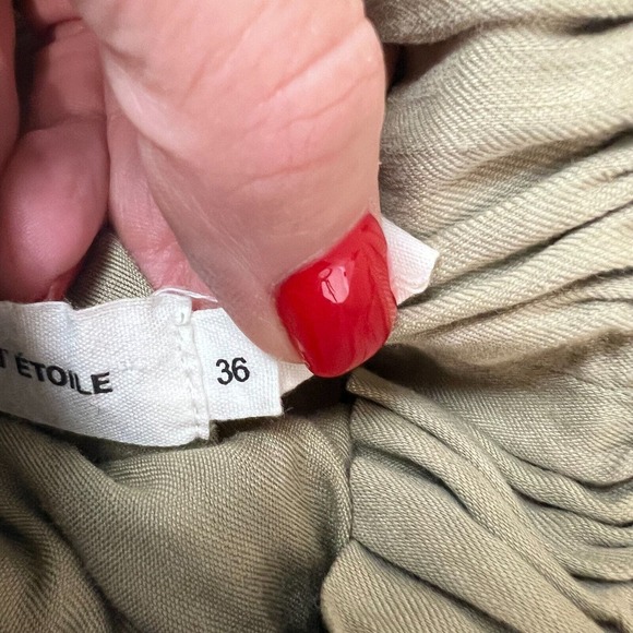 Isabel Marant Etoile Women's Smocked Waist Ruffled Hem Mini Skirt Squirrel SZ 36 - Picture 12 of 15